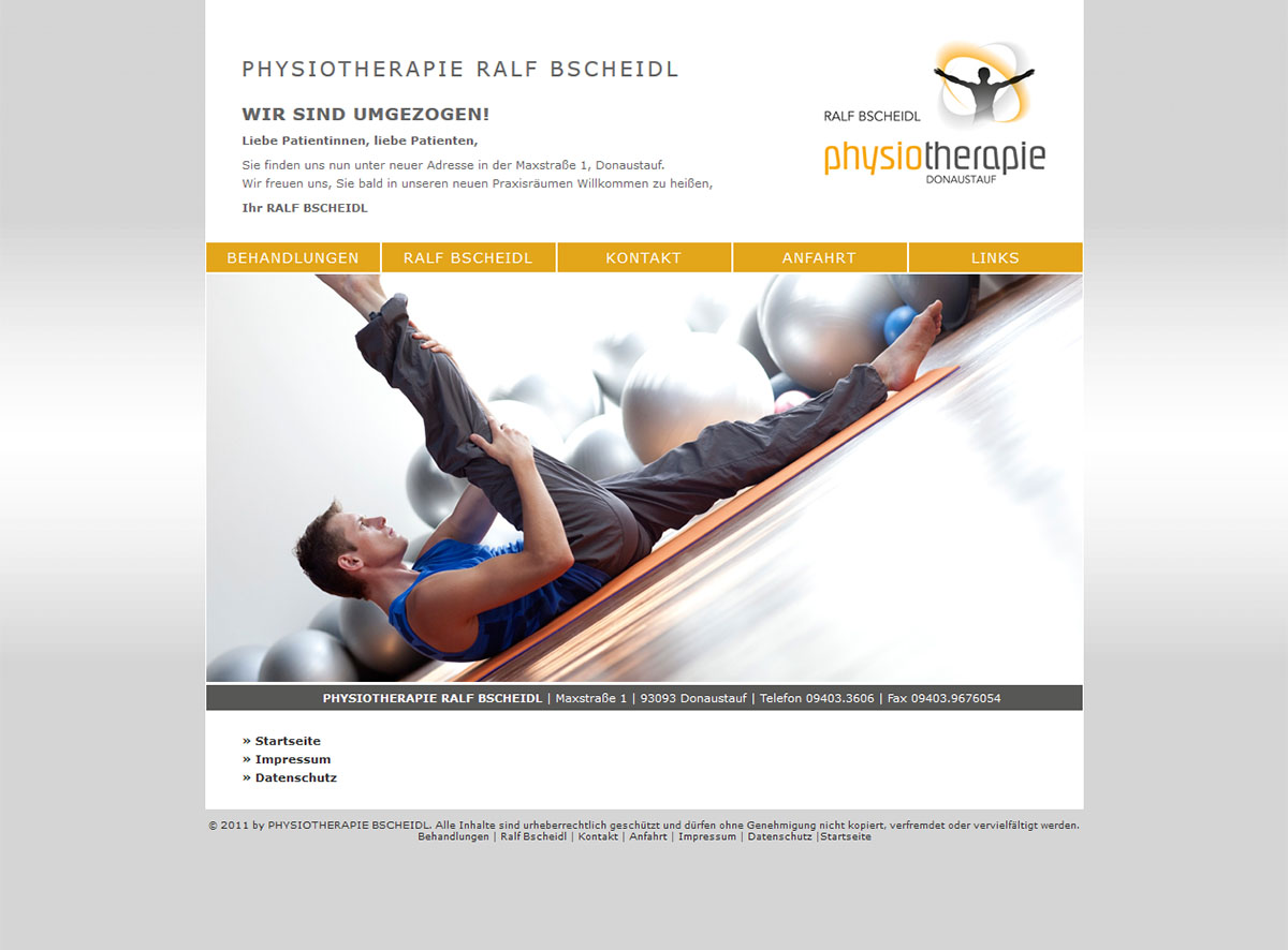 HTML Website Physiotherapie Bscheidl