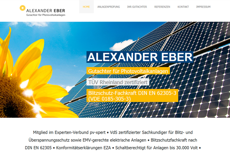 CMS-System Photovoltaik-Gutachter Alexander Eber