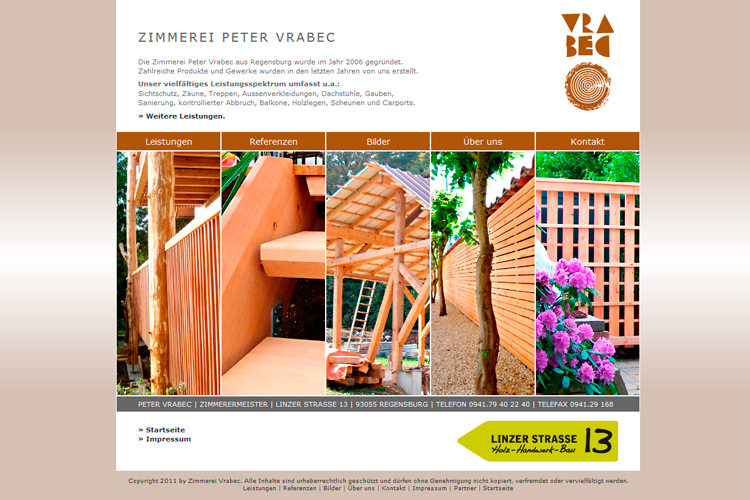 HTML Website Zimmerei Vrabec